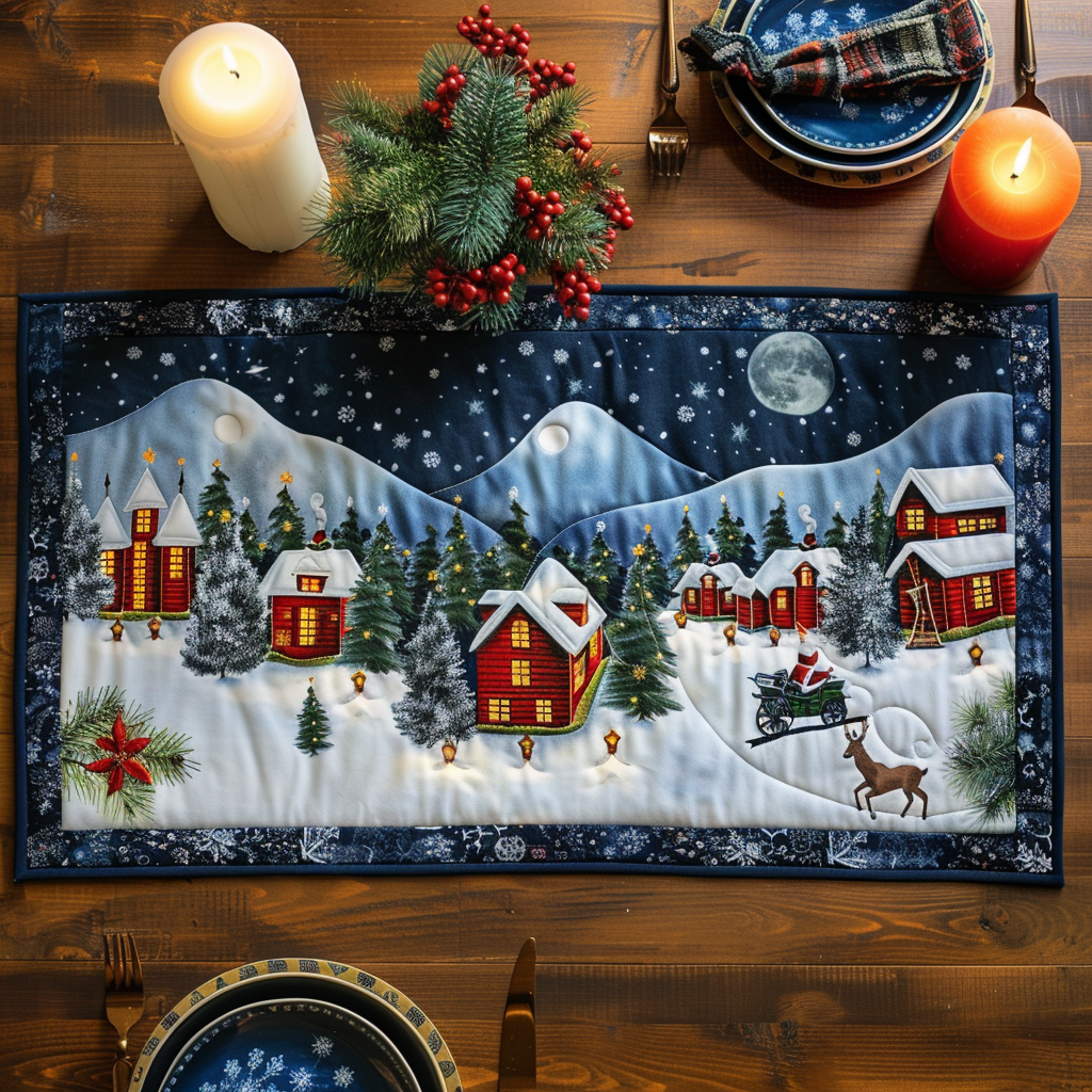 Peaceful Town Quilted Table Runner NCU0DV331