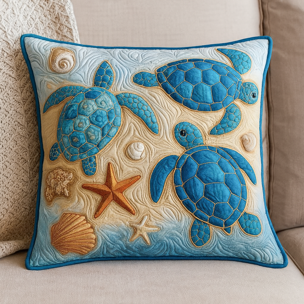 Peaceful Turtle Cove Quilted Pillow Case NCU0NT8645