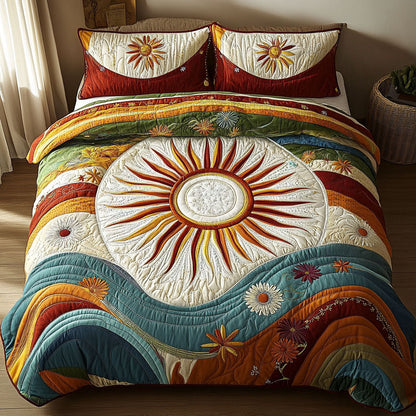 Peaceful 70s Groove 3-Piece Quilted Bedding Set NCU0PT5534