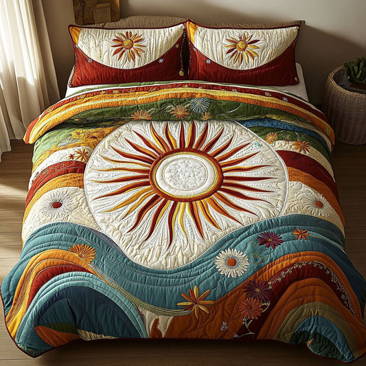 Peaceful 70s Groove 3-Piece Quilted Bedding Set NCU0PT5534