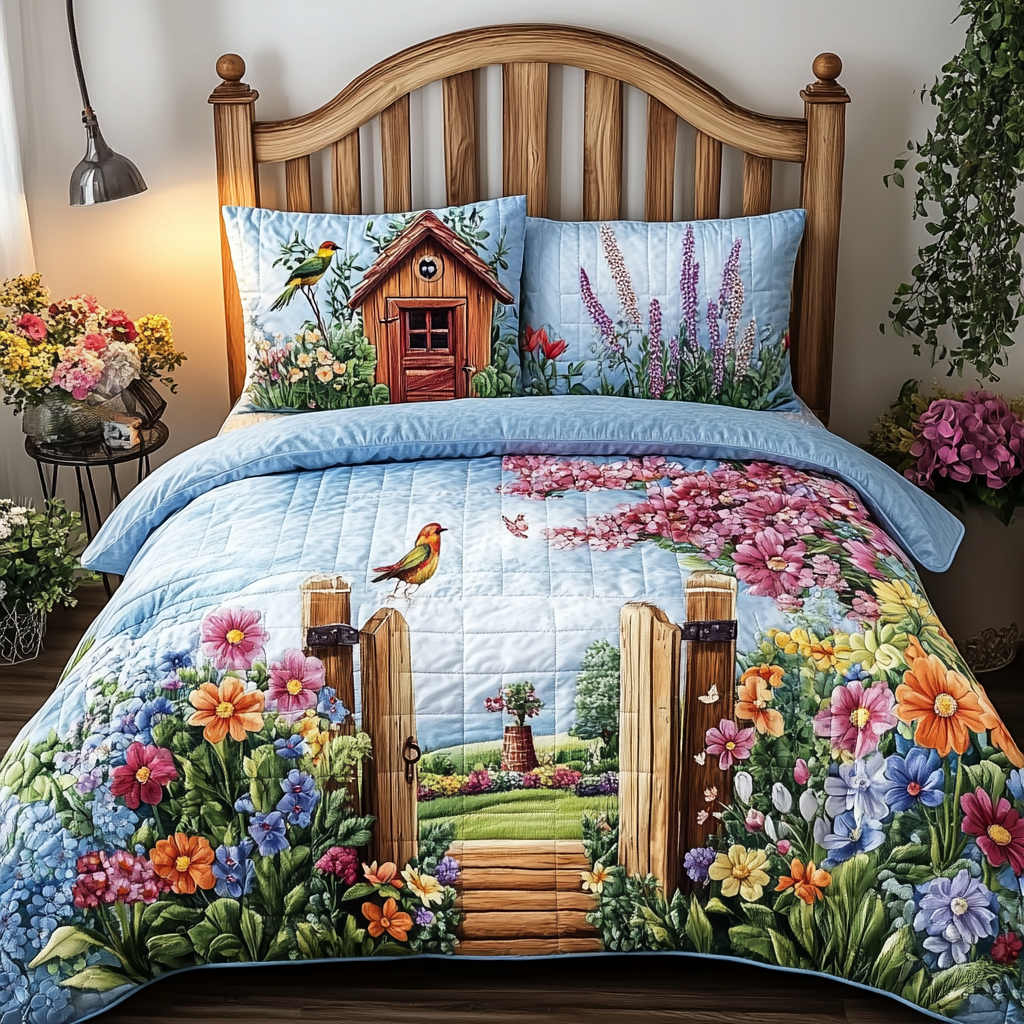 Peaceful Arch 3-Piece Quilted Bedding Set NCU0VL2586