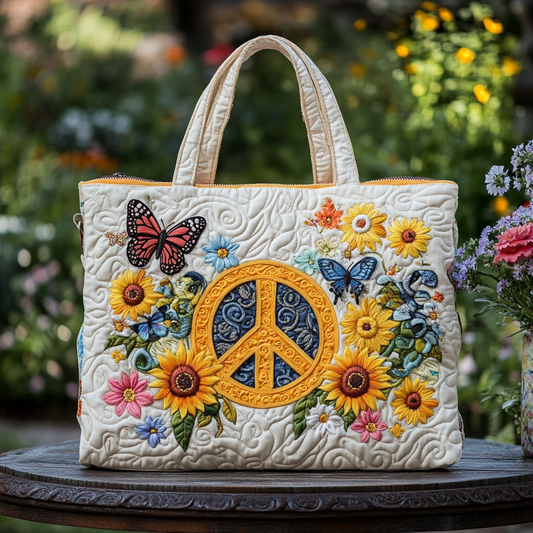 Peaceful Bloom Quilted Tote Bag NCU0VL2736