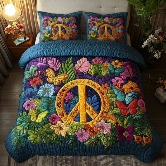 Peaceful Blooms 3-Piece Quilted Bedding Set NCU0VH3089
