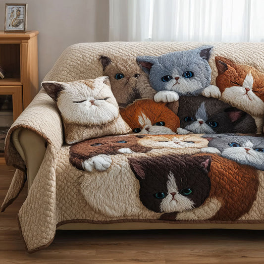 Peaceful Cat Quilted Sofa Cover NCU0DK11741