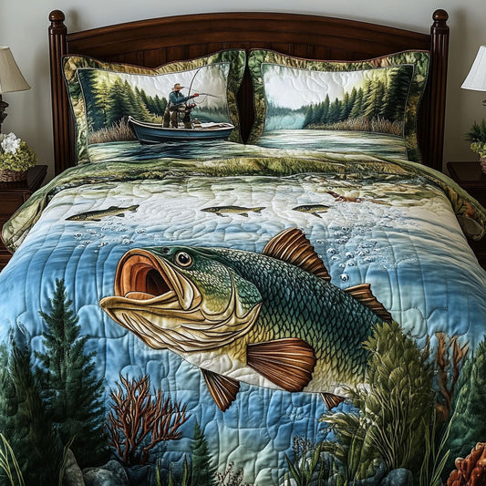 Peaceful Catch 3-Piece Quilted Bedding Set NCU0PT6922