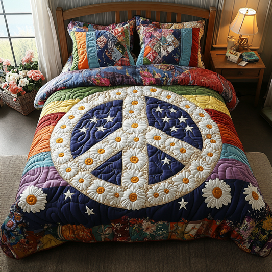 Peaceful Daisy 3-Piece Quilted Bedding Set NCU0DV4783