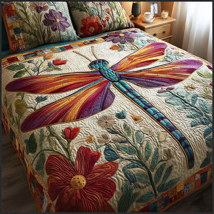 Peaceful Dragonfly 3-Piece Quilted Bedding Set NCU0DK10733