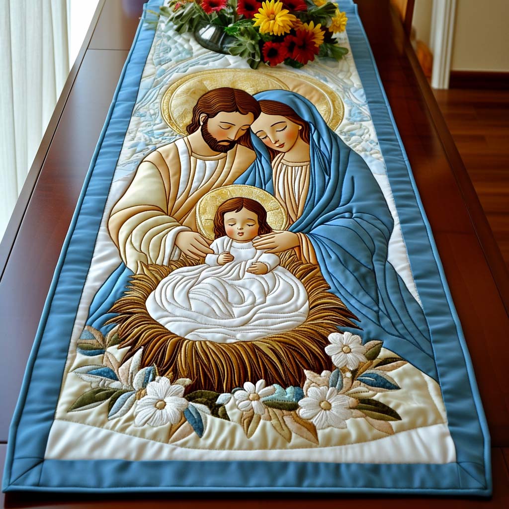 Peaceful Family Quilted Table Runner NCU0NT1662