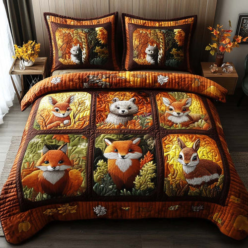 Peaceful Forest Meadow 3-Piece Quilted Bedding Set NCU0NT8727