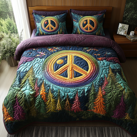 Peaceful Forest Vibes 3-Piece Quilted Bedding Set NCU0DV5544