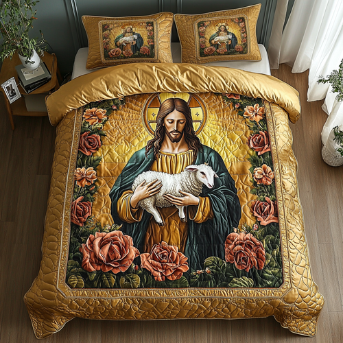 Peaceful Heart 3-Piece Quilted Bedding Set NCU0DK8122