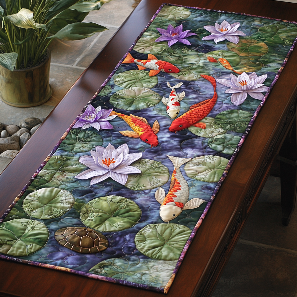 Peaceful Koi Quilted Table Runner NCU0DK7524