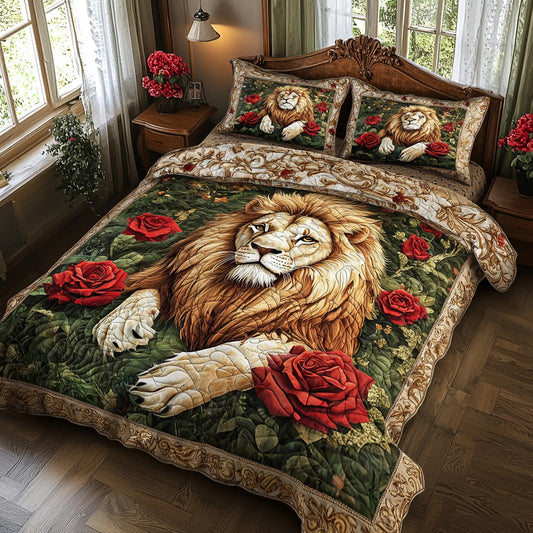 Peaceful Lion 3-Piece Quilted Bedding Set NCU0DV6265