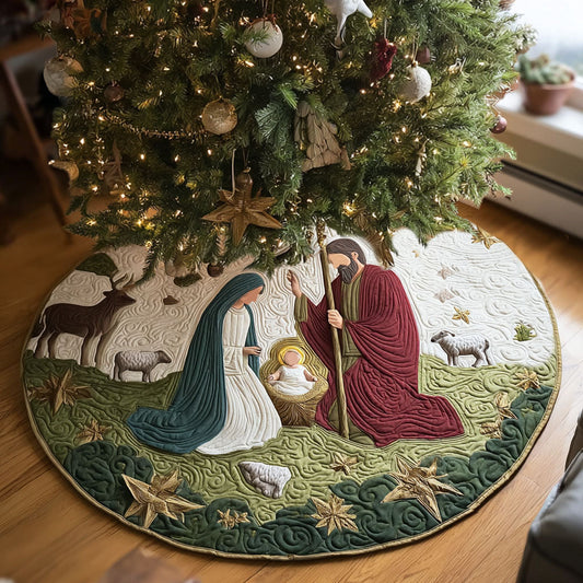 Peaceful Manger Christmas Quilted Tree Skirt NCU0PT10610