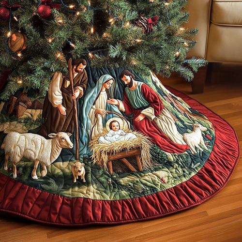 Peaceful Manger Christmas Quilted Tree Skirt NCU0VH306