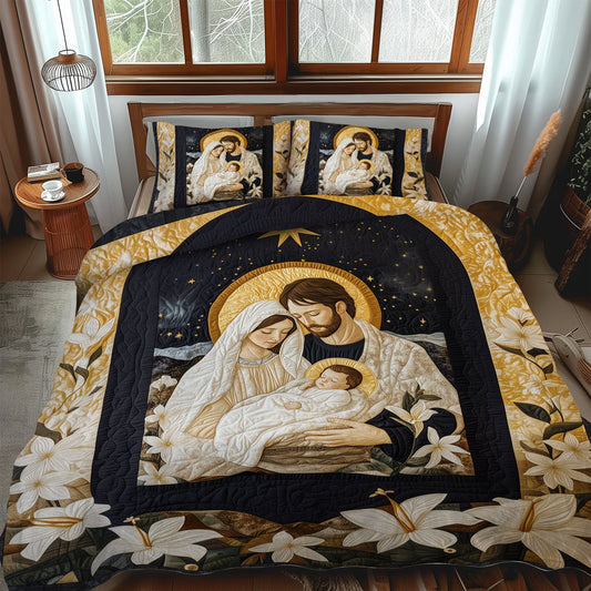 Peaceful Nativity 3-Piece Quilted Bedding Set NCU0TL1744