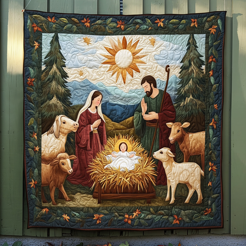 Peaceful Nativity Quilted Blanket NCU0VH096