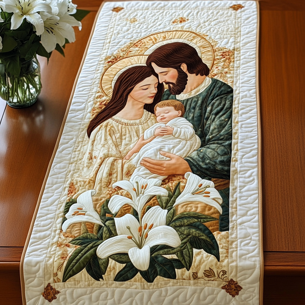 Peaceful Nativity Quilted Table Runner NCU0VL758