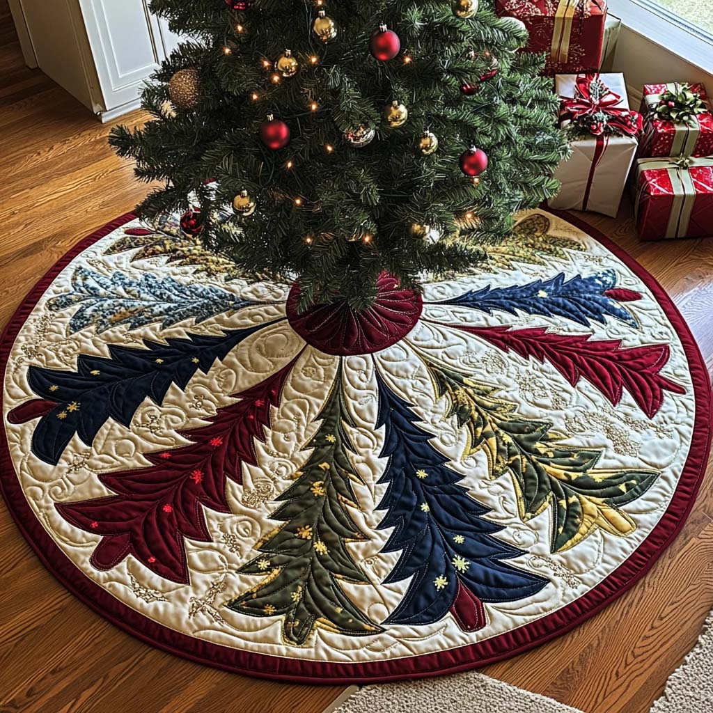 Peaceful Night Christmas Quilted Tree Skirt NCU0NT11107