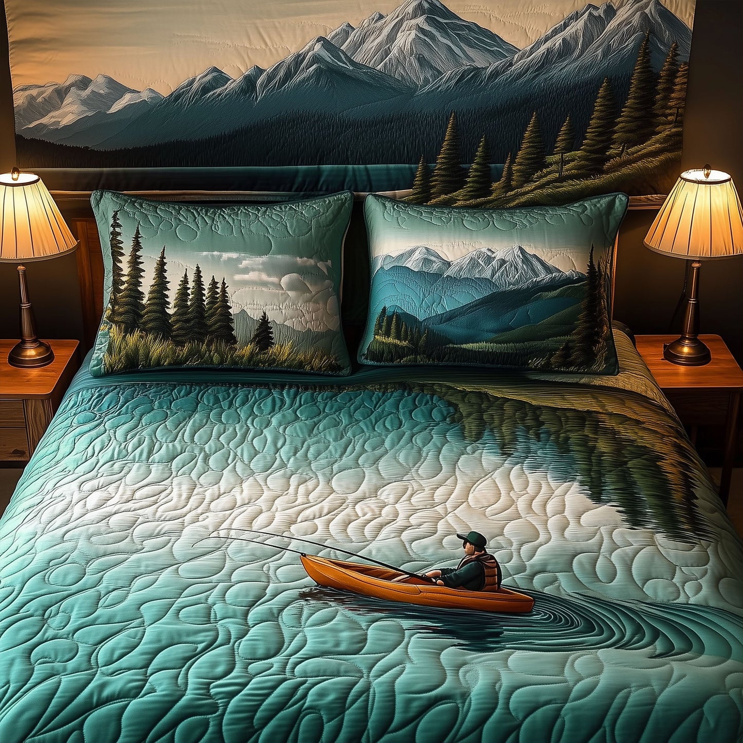 Peaceful Paddle 3-Piece Quilted Bedding Set NCU0PT6560