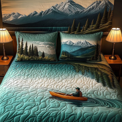 Peaceful Paddle 3-Piece Quilted Bedding Set NCU0PT6560