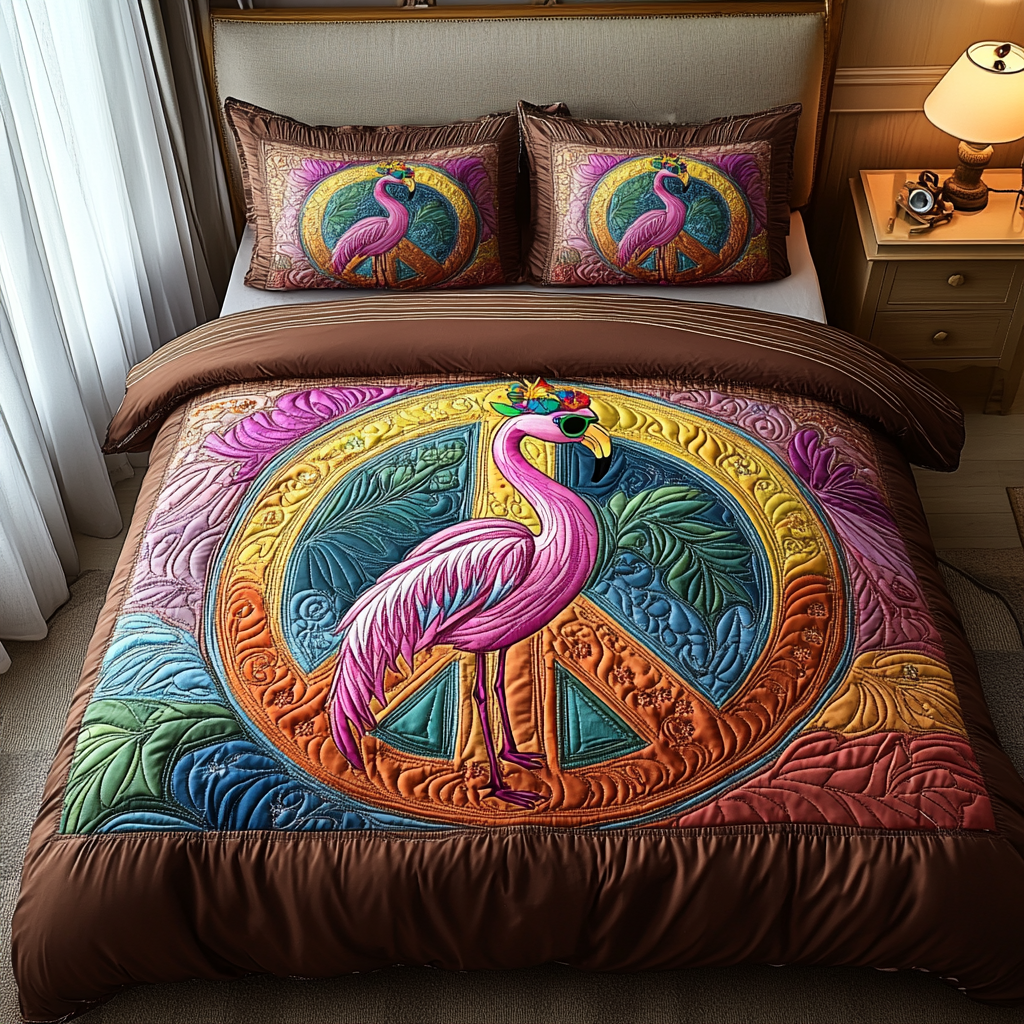 Peaceful Pink 3-Piece Quilted Bedding Set NCU0DV5989