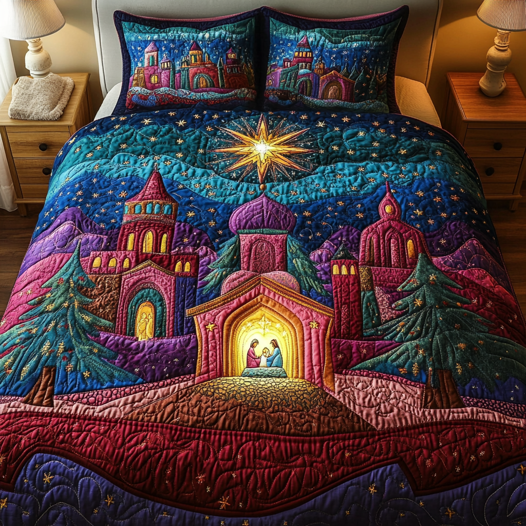 Peaceful Serenity 3-Piece Quilted Bedding Set NCU0VH1171