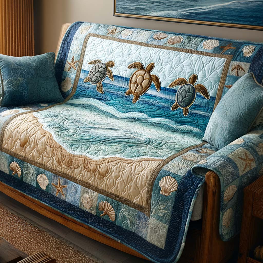 Peaceful Shells Quilted Sofa Cover NCU0NT11692