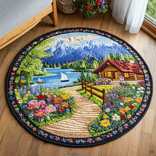 Peaceful Terrain Quilted Round Mat NCU0DK7182
