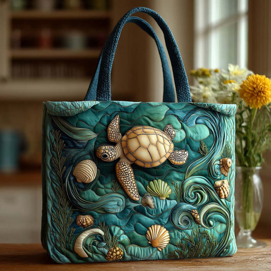 Peaceful Turtle Bay Quilted Tote Bag NCU0NT8679