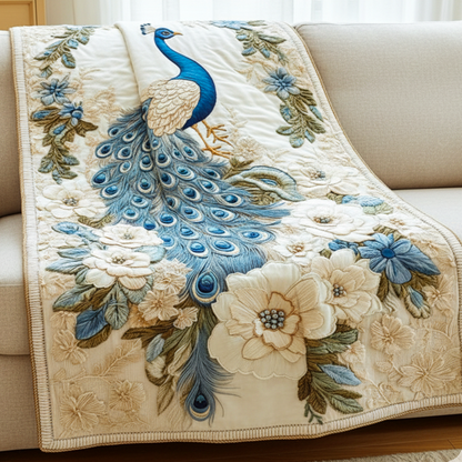 Peacock Bloom Quilted Blanket NCU0NT3622