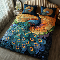 Peacock Charm 3-Piece Quilted Bedding Set NCU0DV6107