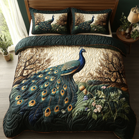 Peacock Garden 3-Piece Quilted Bedding Set NCU0DV6110