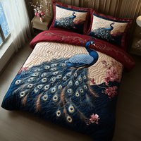 Peacock Glory 3-Piece Quilted Bedding Set NCU0DV5822