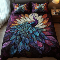 Peacock Night 3-Piece Quilted Bedding Set NCU0DV6111