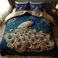 Peacock Paradise 3-Piece Quilted Bedding Set NCU0DV5823
