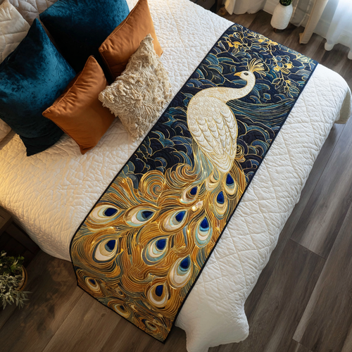 Peacock Aura Quilted Bed Runner NCU0DK8900