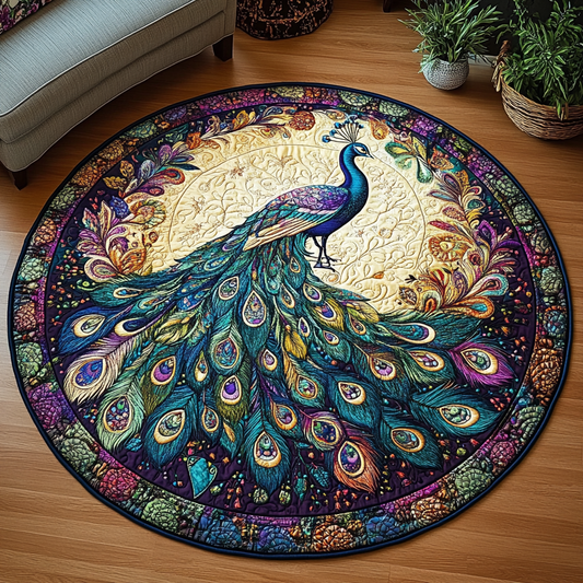 Peacock Beauty Quilted Round Mat NCU0VL1377
