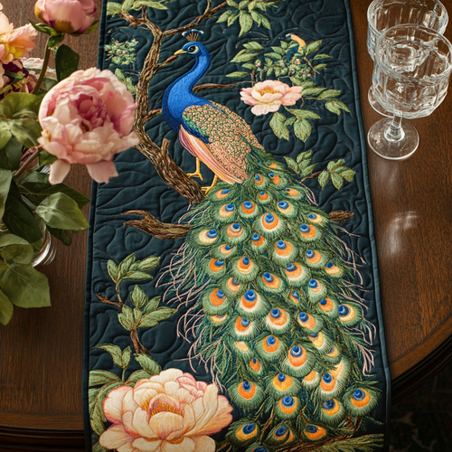 Peacock Beauty Quilted Table Runner NCU0VH4833