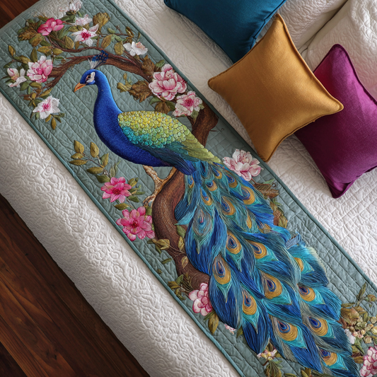 Peacock Bliss Quilted Bed Runner NCU0DK8898