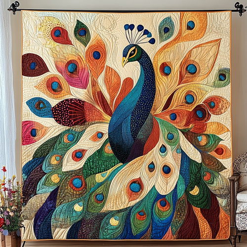 Peacock Bliss Quilted Blanket NCU0VL1590