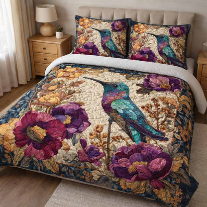 Peacock Bloom 3-Piece Quilted Bedding Set NCU0XD2565