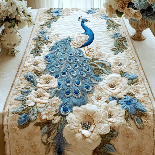 Peacock Bloom Quilted Table Runner NCU0NT3622