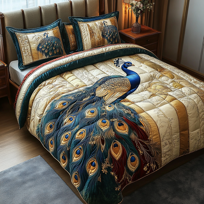 Peacock Charm 3-Piece Quilted Bedding Set NCU0DV5826
