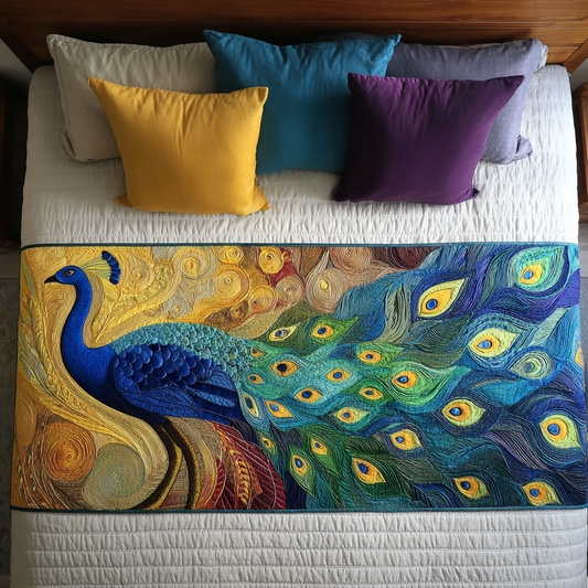 Peacock Charm Quilted Bed Runner NCU0DK8896
