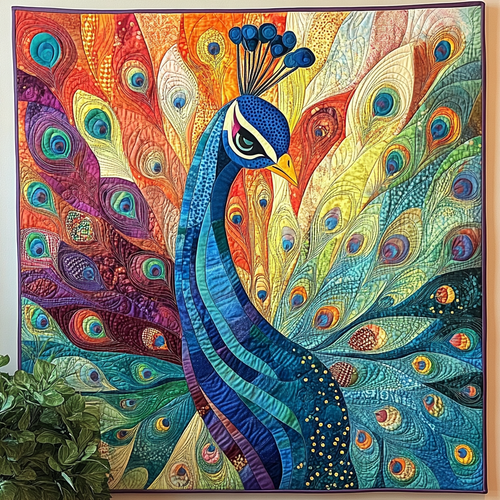 Peacock Delight Quilted Blanket NCU0VL1595