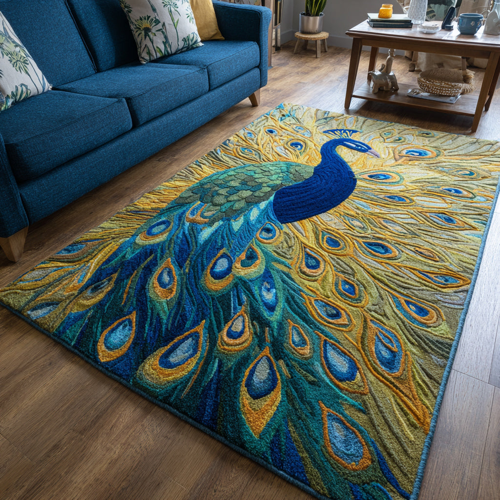 Peacock Display Art Area Rug NCU0HH798