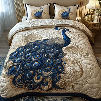 Peacock Dreams 3-Piece Quilted Bedding Set NCU0DV5817