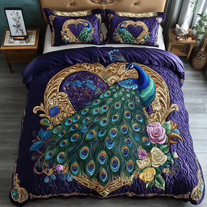 Peacock Dreams 3-Piece Quilted Bedding Set NCU0VH2455