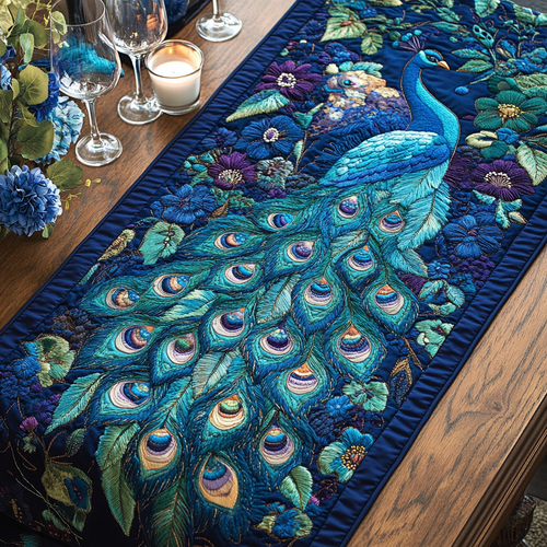 Peacock Grace Quilted Table Runner NCU0VH4830